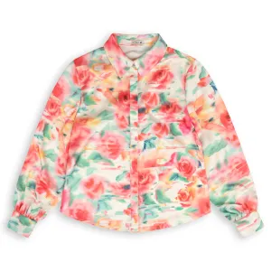 Point Satin Blouse in Brushed Floral