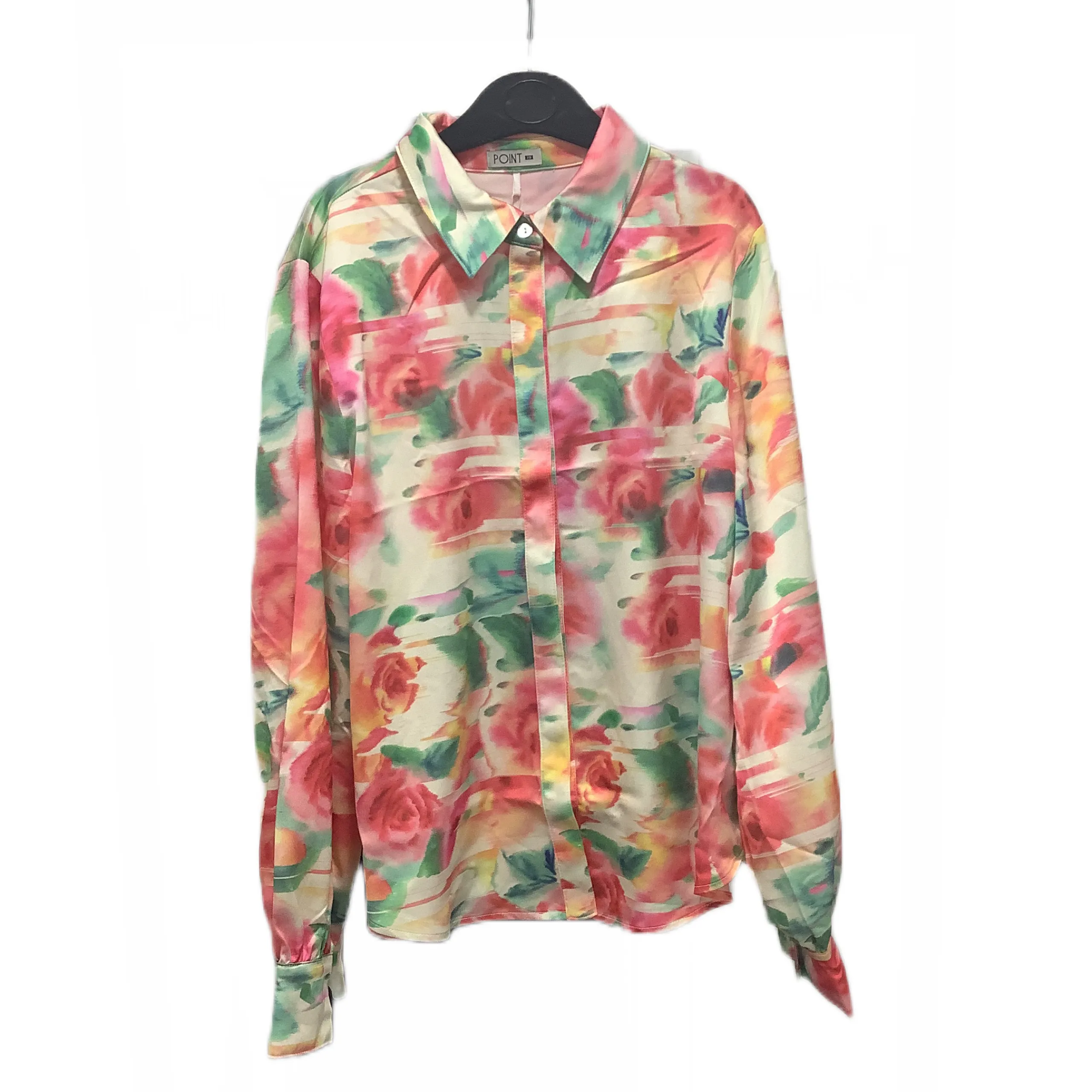 Point Satin Blouse in Brushed Floral
