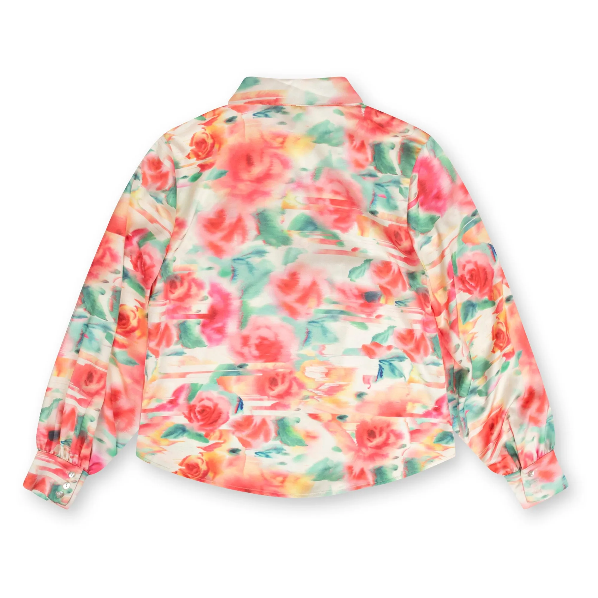 Point Satin Blouse in Brushed Floral