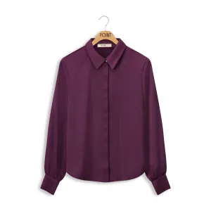 Point Satin Blouse in Plum