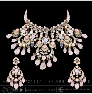 Polki Necklace menakari Diamond choker Pendant Emerald Gem Stone Silver Jewelry Statement Jewelry Indian Jewelry Designs - SHABURIS