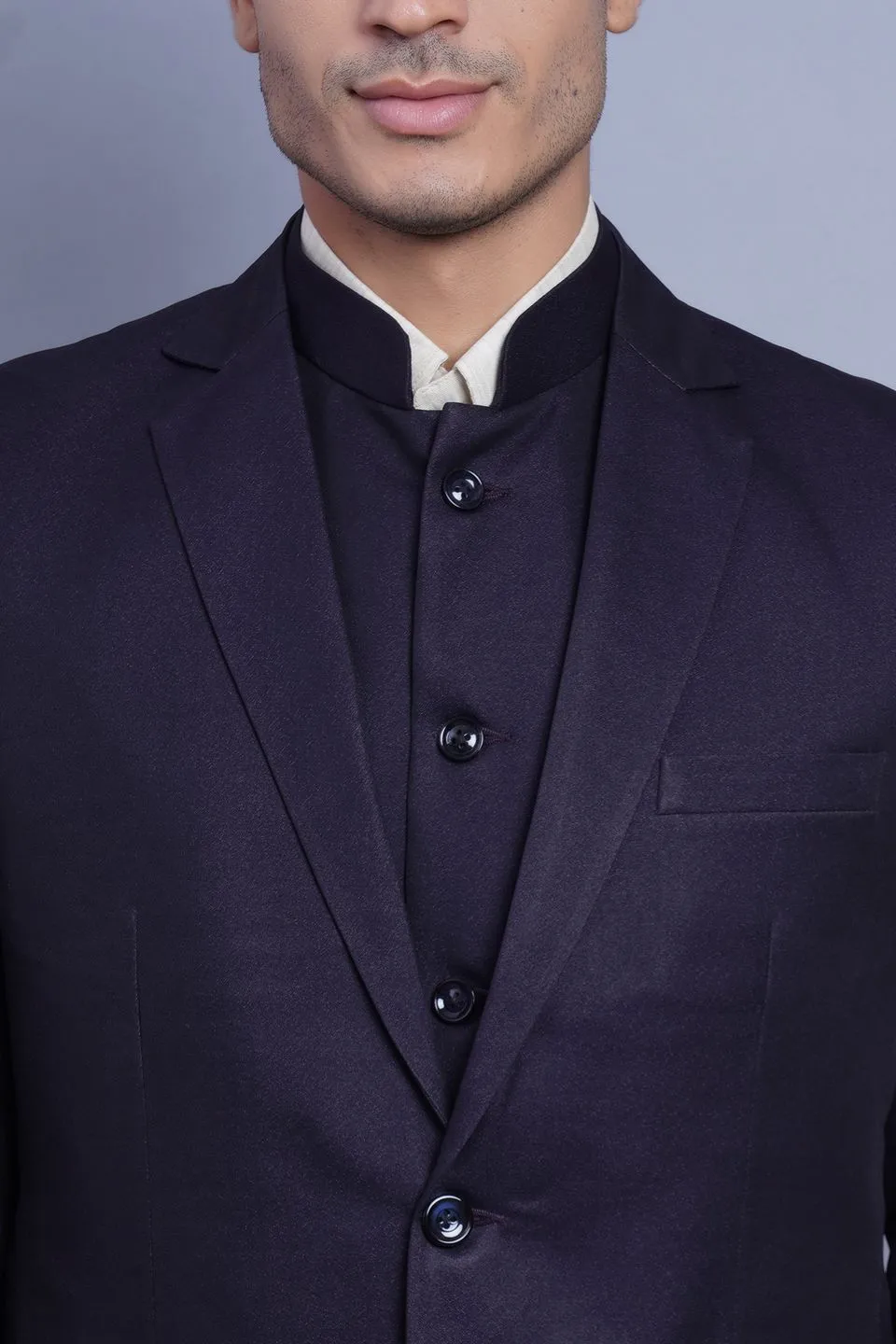 Poly Blend Violet Three Piece Suit