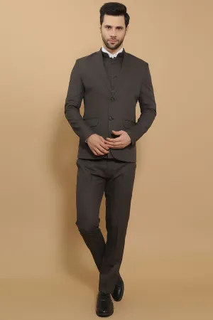 Poly Viscose Black Three Piece Suit
