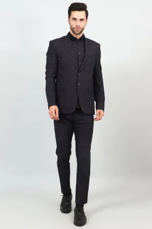 Poly Viscose Black Three Piece Suit