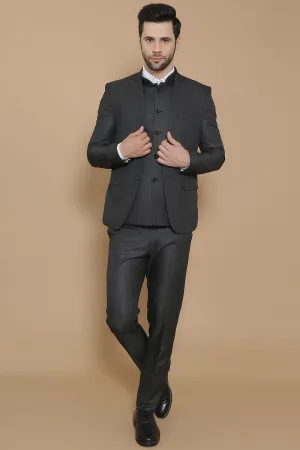 Poly Viscose Black Three Piece Suit