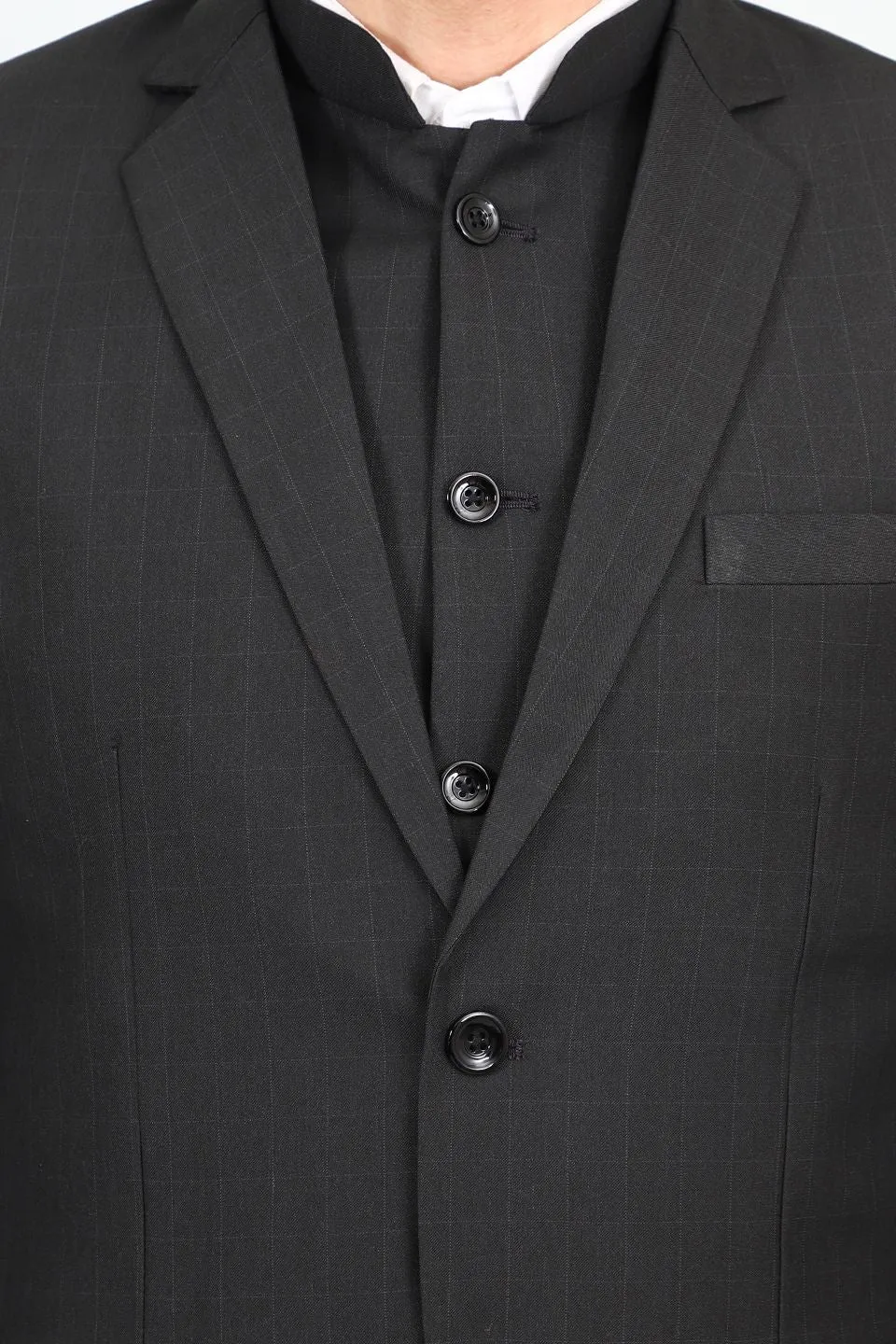 Poly Viscose Black Three Piece Suit