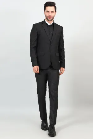 Poly Viscose Black Three Piece Suit