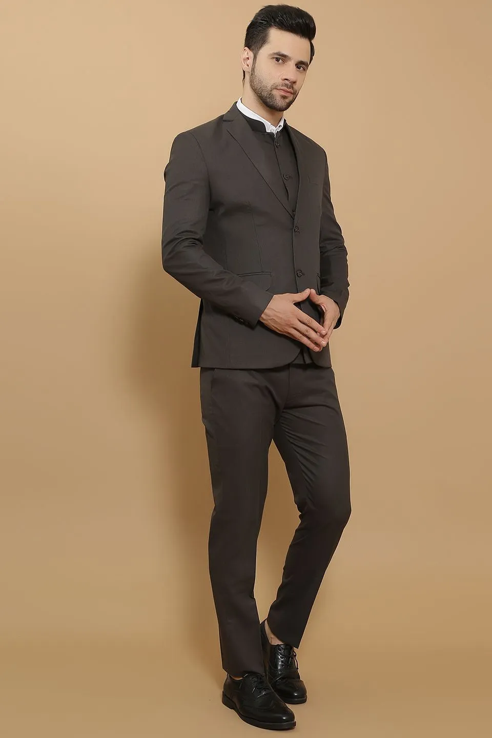 Poly Viscose Black Three Piece Suit
