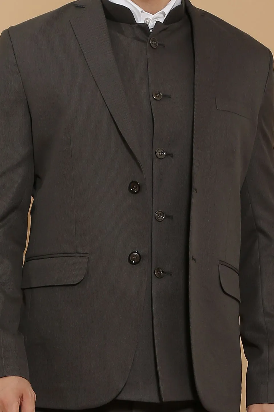 Poly Viscose Black Three Piece Suit