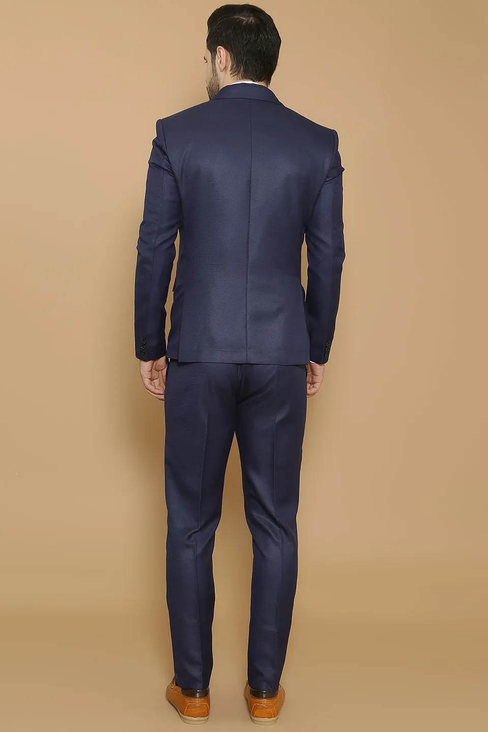 Poly Viscose Blue Three Piece Suit
