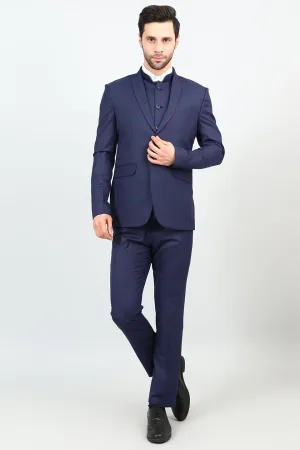 Poly Viscose Blue Three Piece Suit