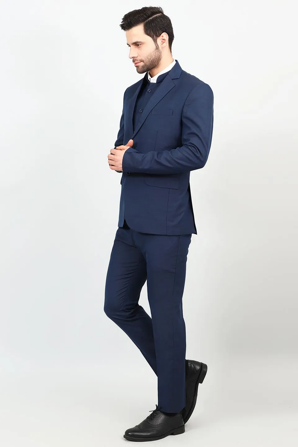 Poly Viscose Blue Three Piece Suit