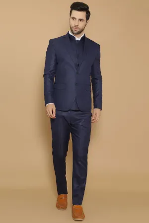 Poly Viscose Blue Three Piece Suit