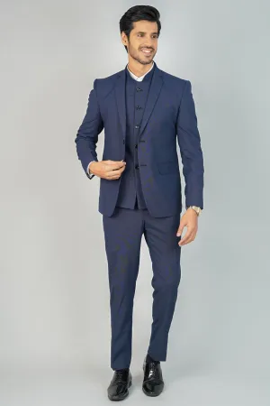 Poly Viscose Blue Three Piece Suit