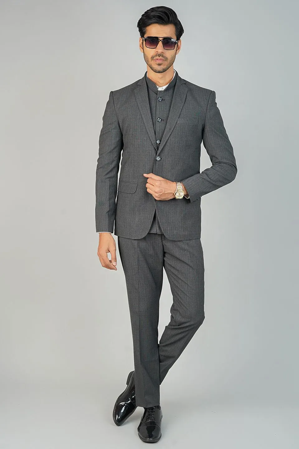 Poly Viscose Grey Three Piece Suit