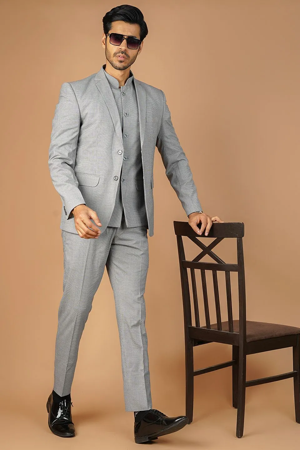 Poly Viscose Grey Three Piece Suit