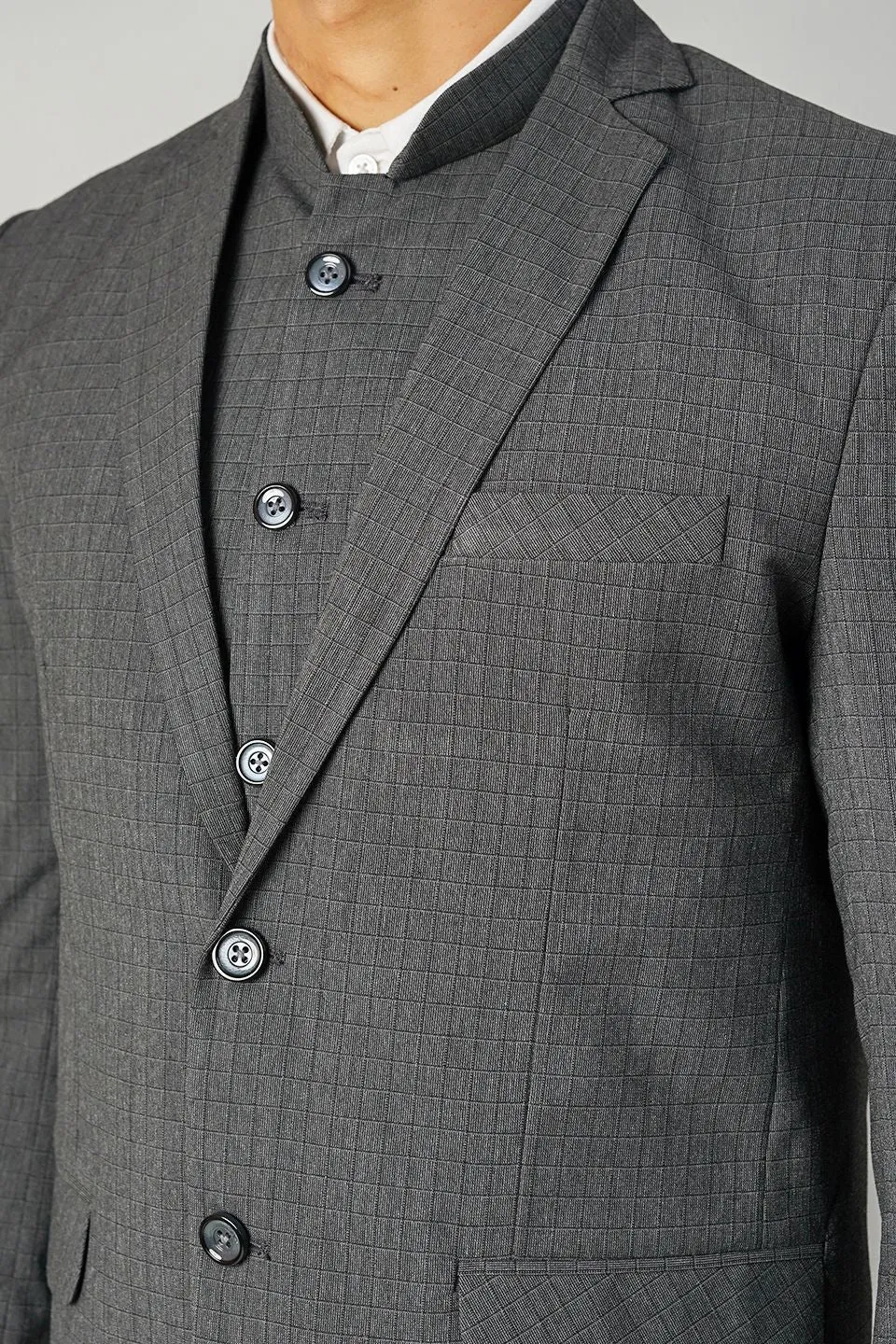 Poly Viscose Grey Three Piece Suit