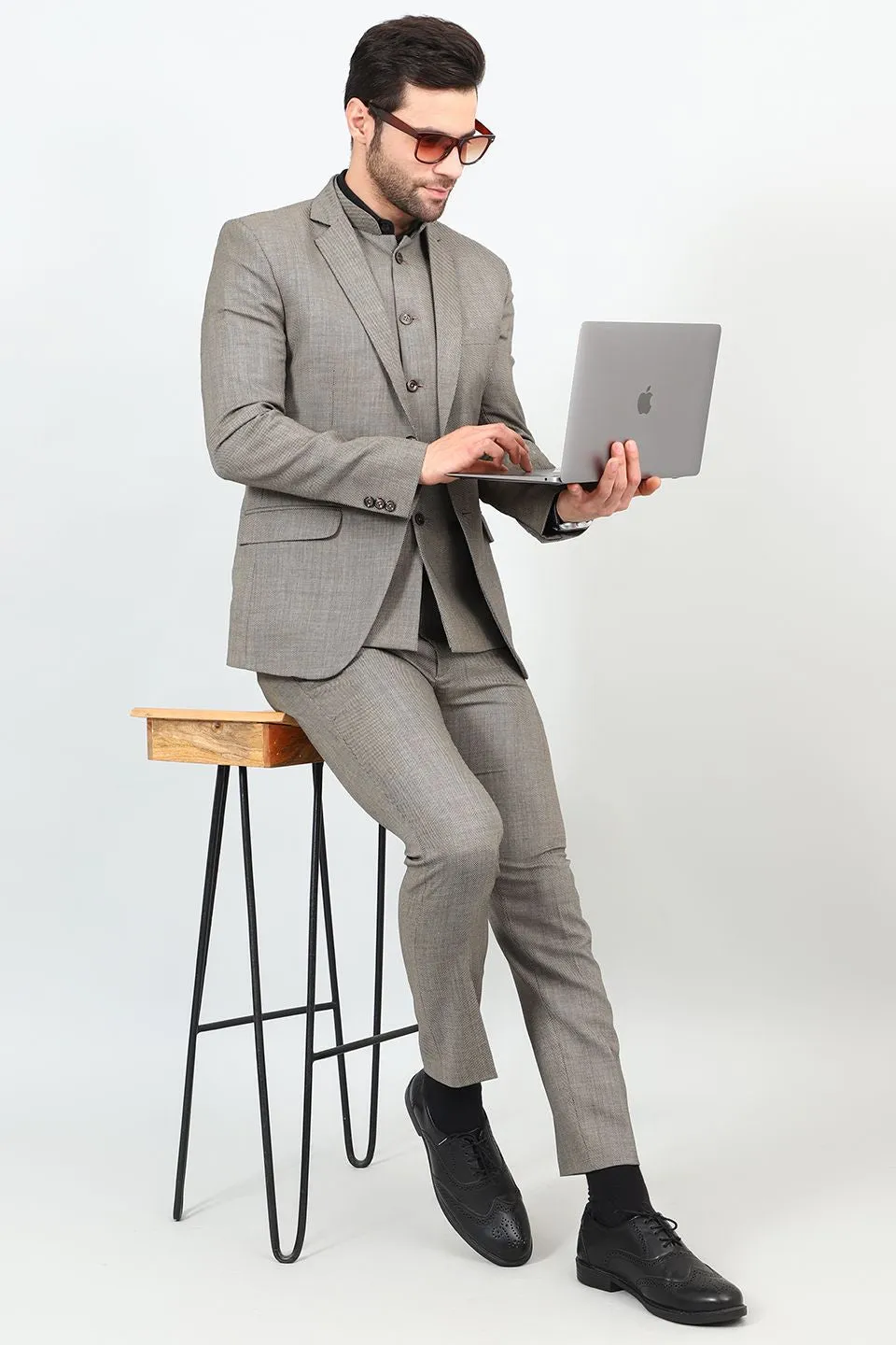 Poly Viscose Grey Three Piece Suit