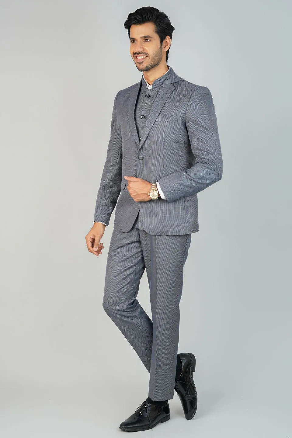 Poly Viscose Grey Three Piece Suit