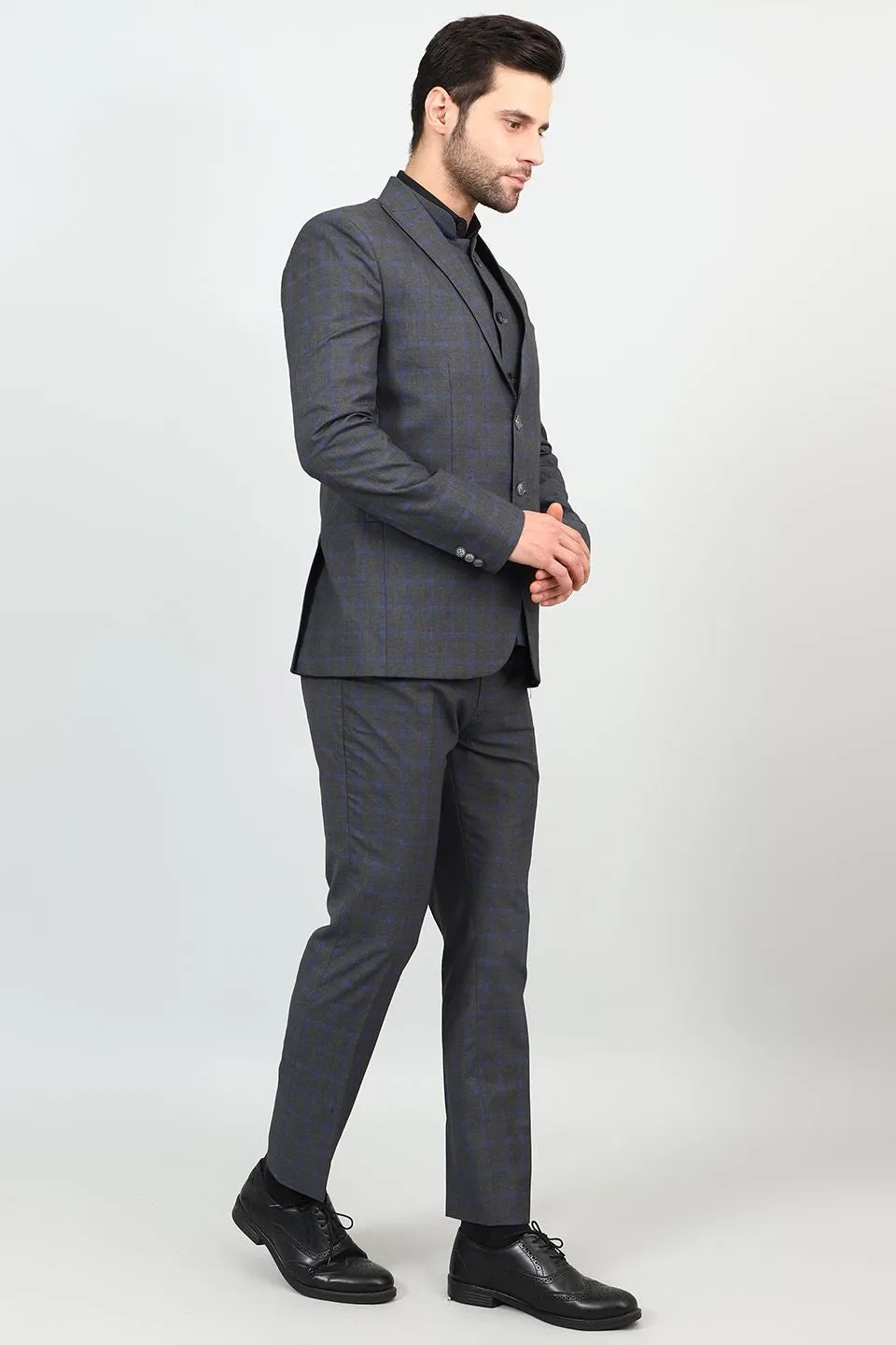 Poly Viscose Grey Three Piece Suit