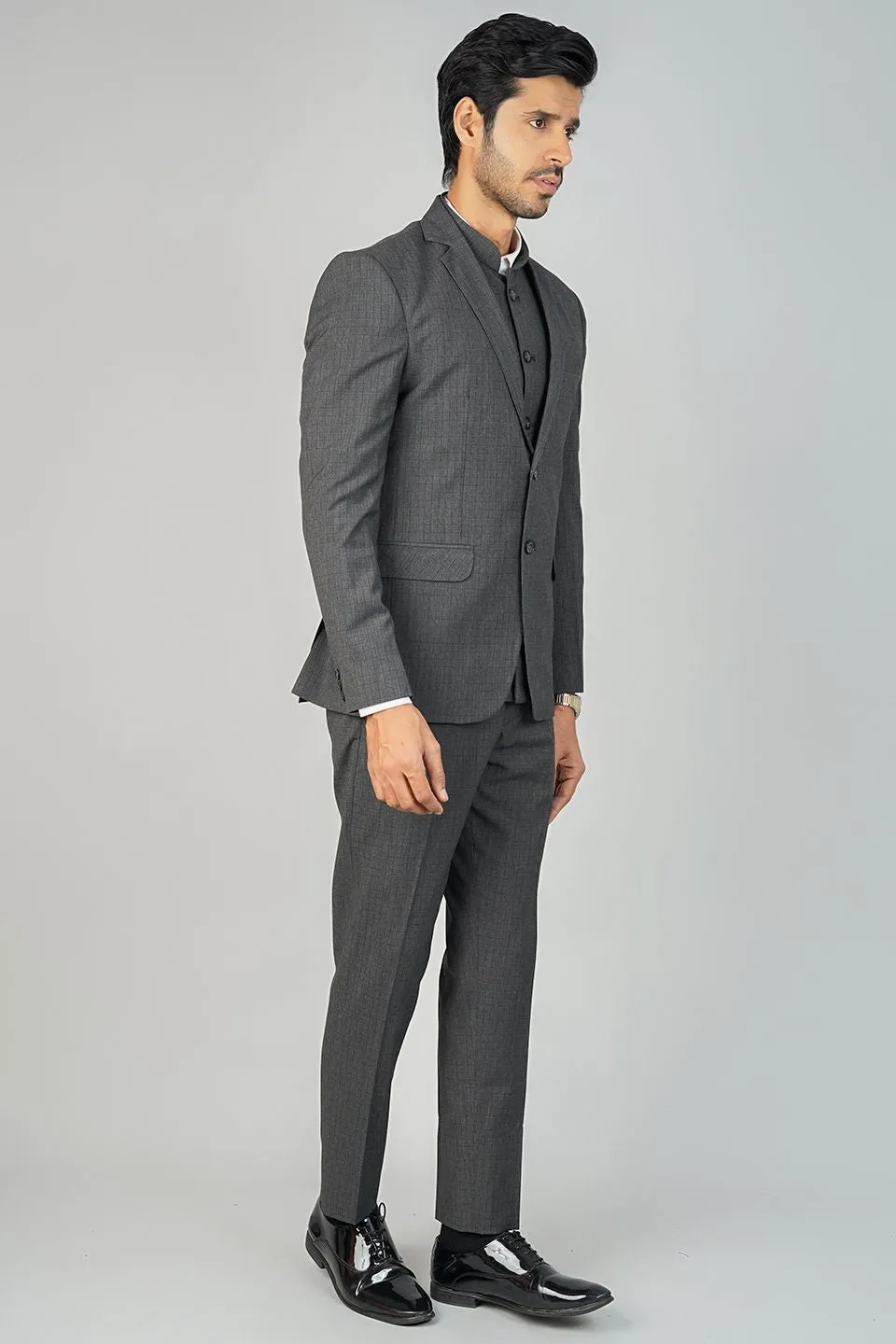 Poly Viscose Grey Three Piece Suit