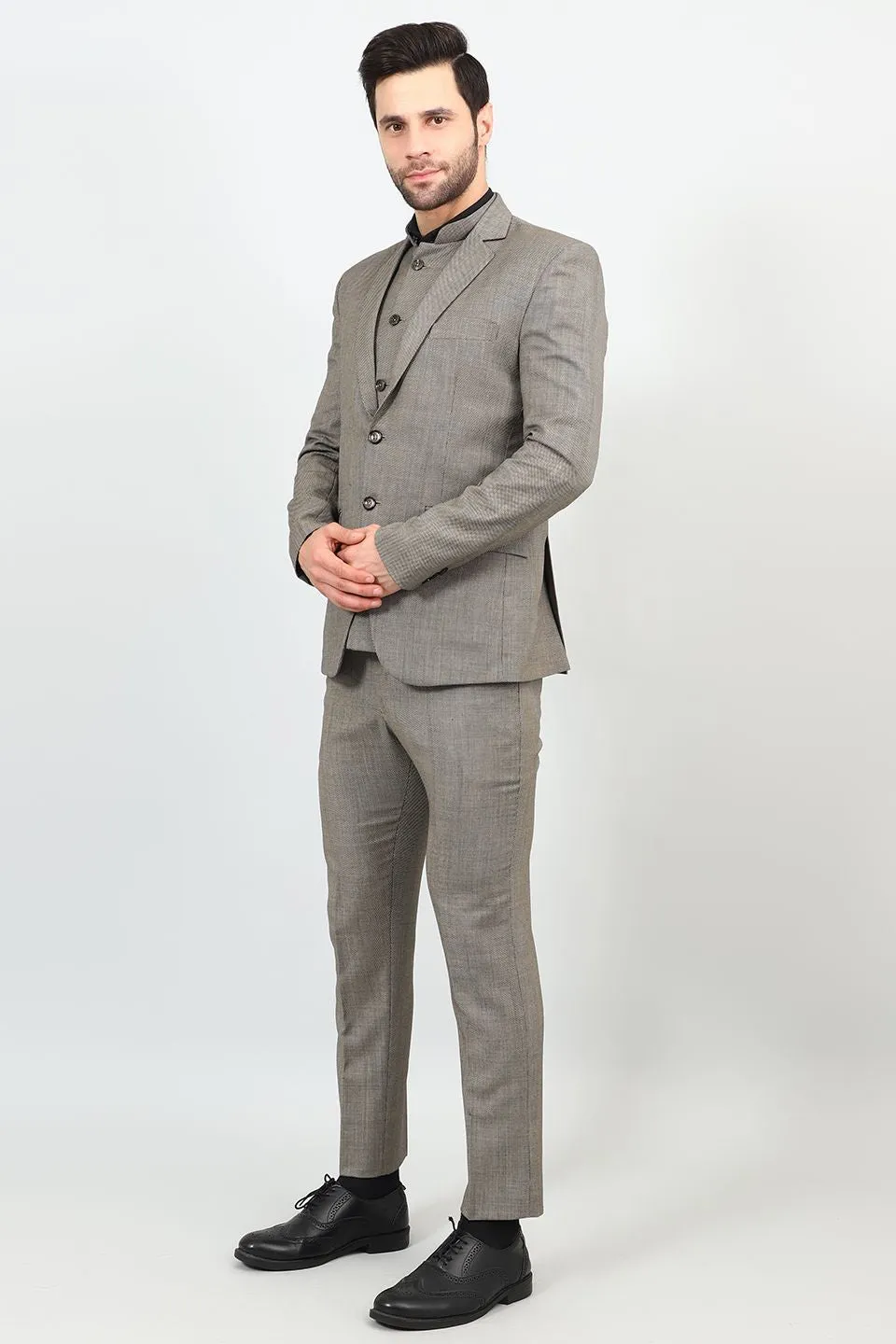 Poly Viscose Grey Three Piece Suit
