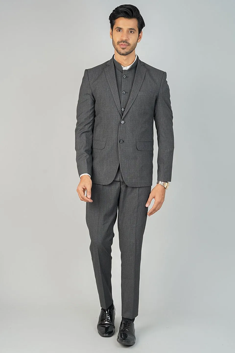 Poly Viscose Grey Three Piece Suit