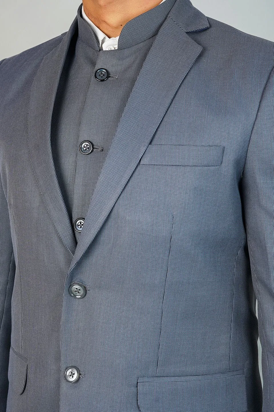 Poly Viscose Grey Three Piece Suit
