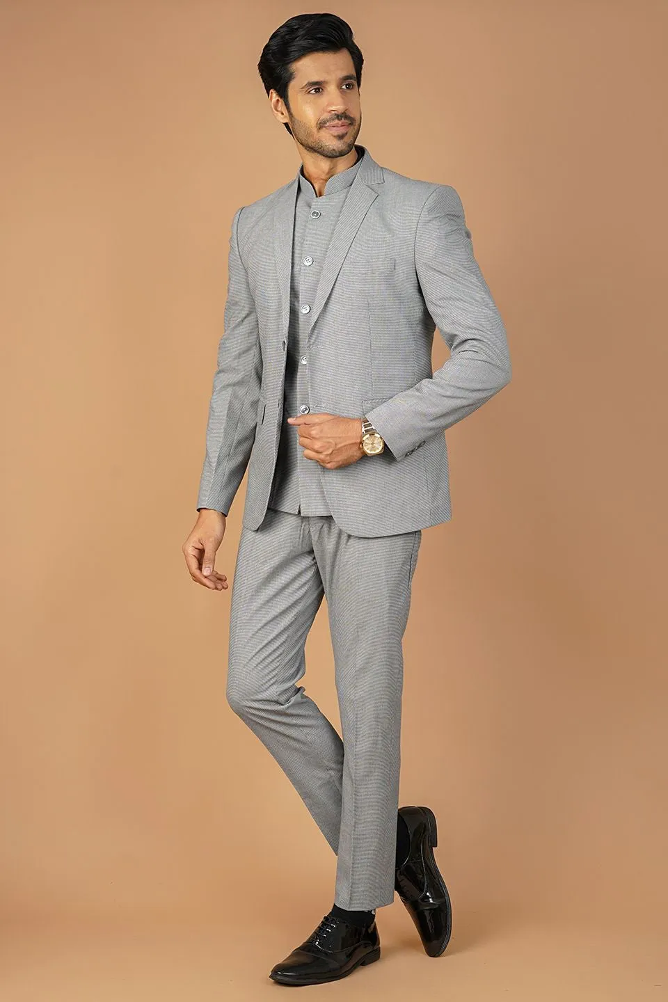 Poly Viscose Grey Three Piece Suit