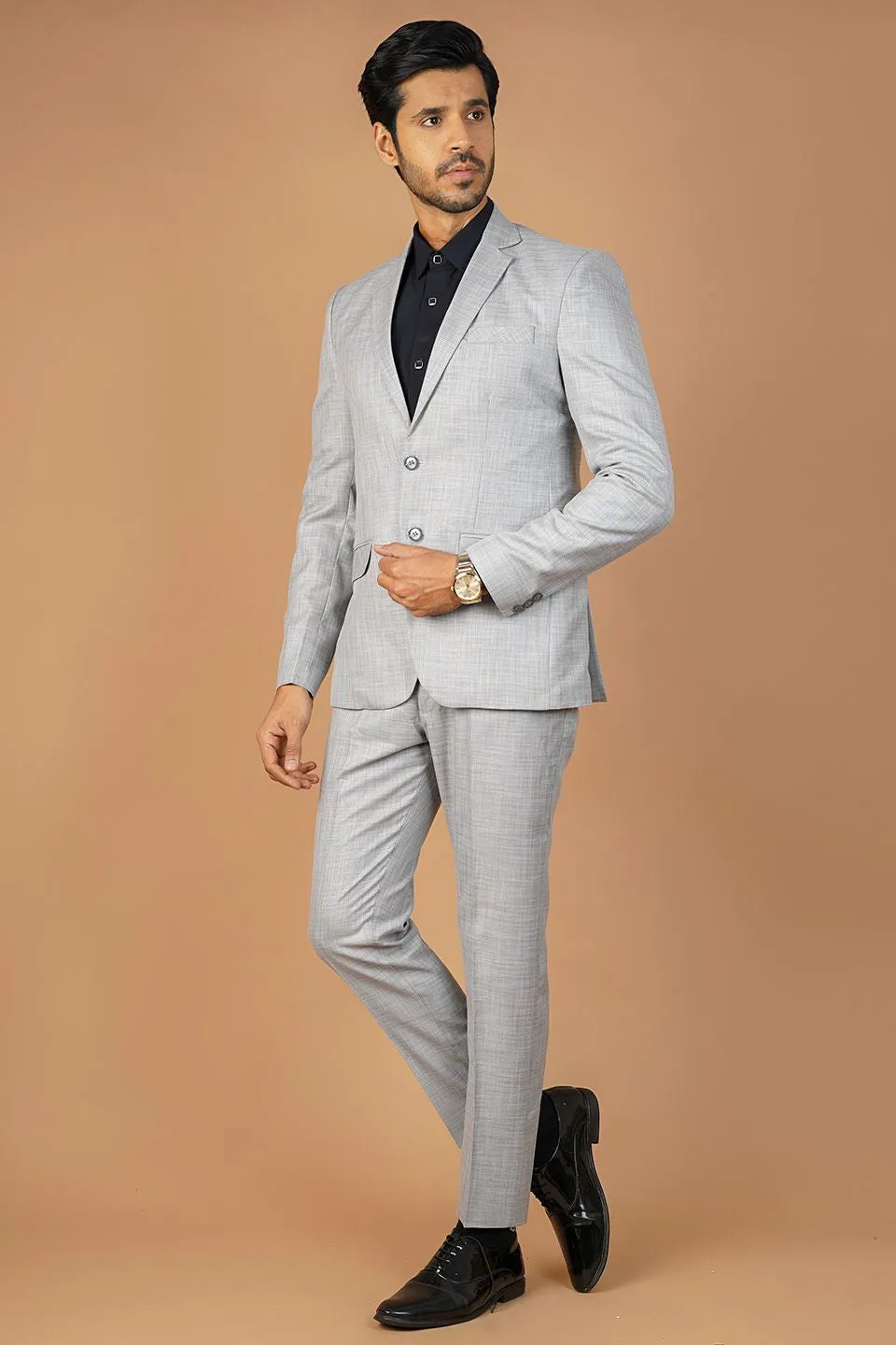 Poly Viscose Grey Two Piece Suit