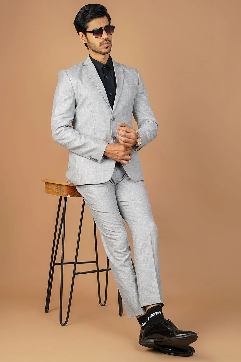 Poly Viscose Grey Two Piece Suit