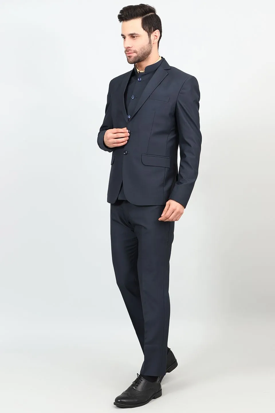 Polyester Cotton Blue 1 Three Piece Suit