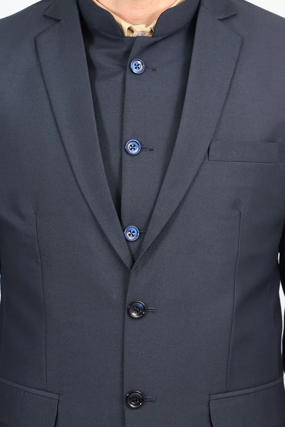 Polyester Cotton Blue 1 Three Piece Suit