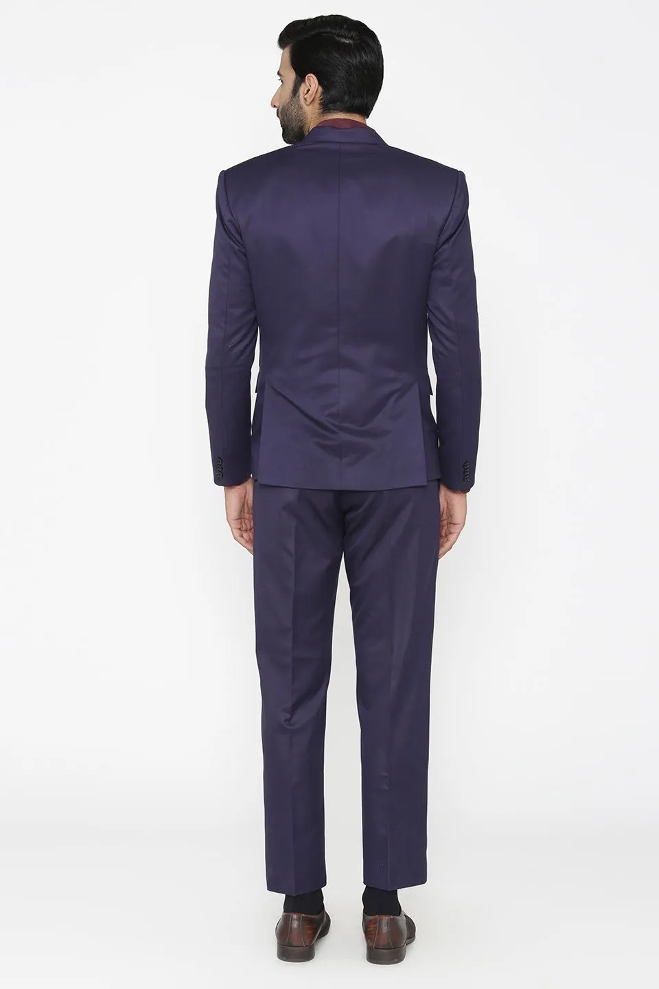 Polyester Cotton Blue Three Piece Suit