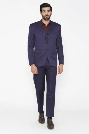 Polyester Cotton Blue Three Piece Suit
