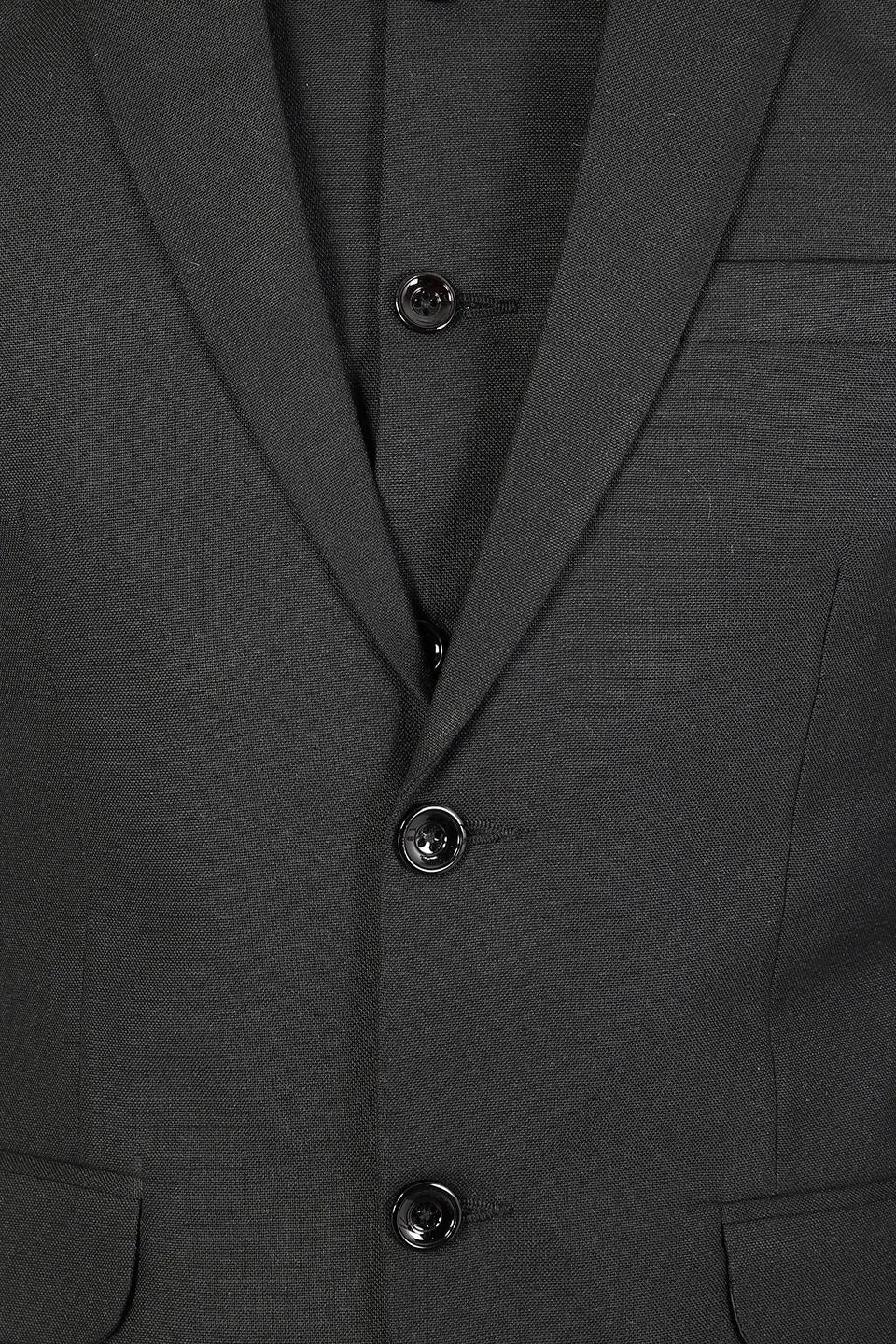 Polyester Cotton Plain Black Three Piece Suit