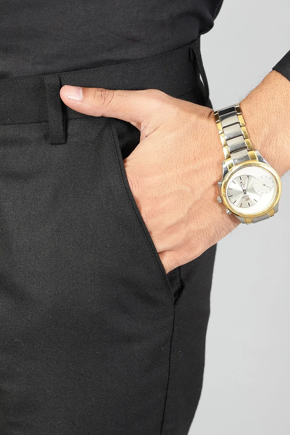 Polyester Cotton Plain Black Three Piece Suit