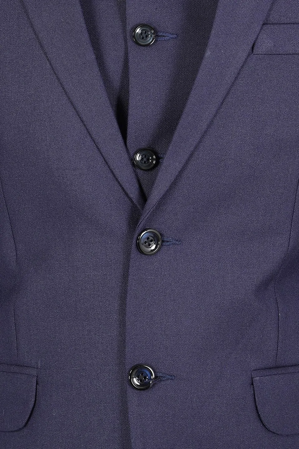 Polyester Cotton Plain Blue Three Piece Suit
