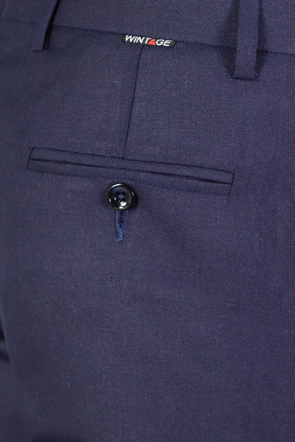 Polyester Cotton Plain Blue Three Piece Suit
