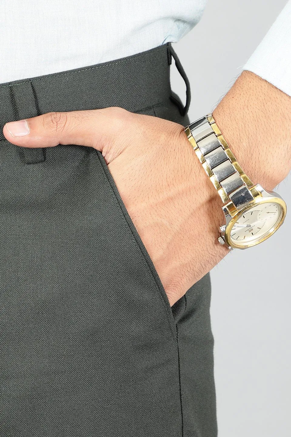 Polyester Cotton Plain Green Three Piece Suit
