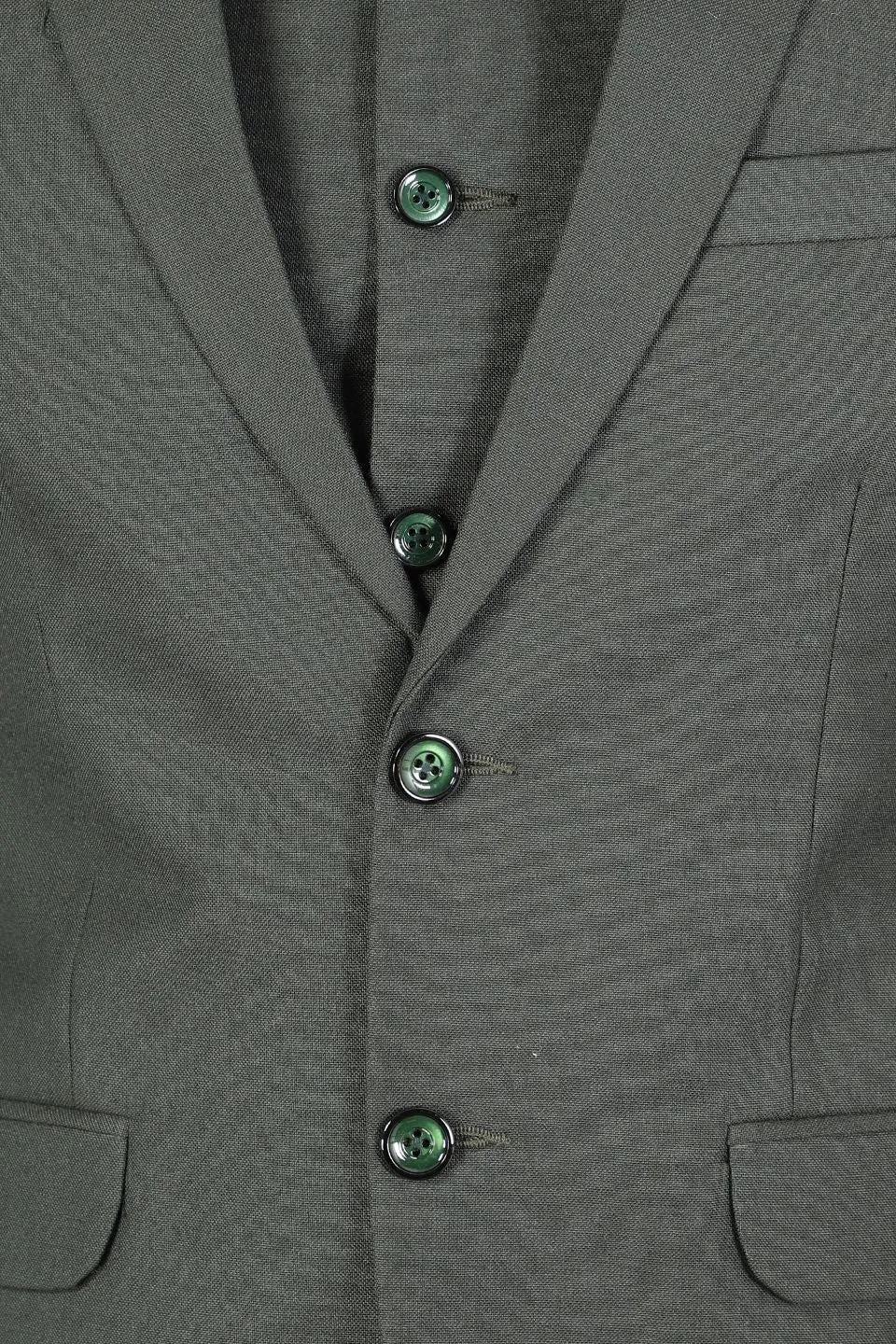 Polyester Cotton Plain Green Three Piece Suit