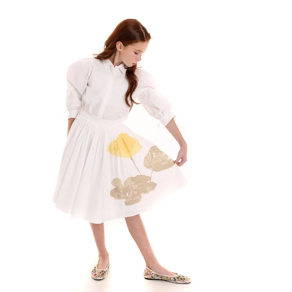 Pompomme White Floral Print Shirt Dress