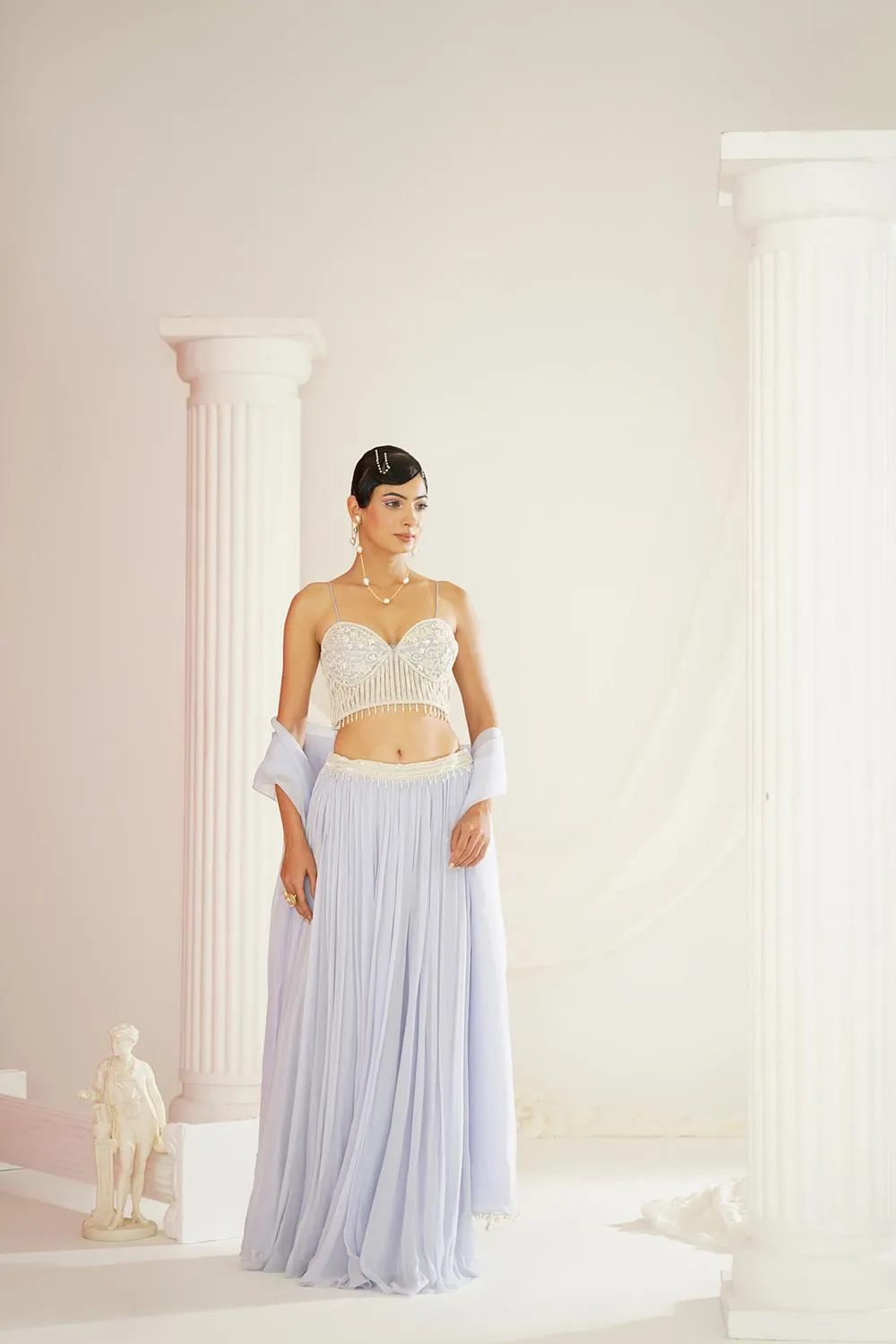 Powder Blue Embroidered Lehenga Set