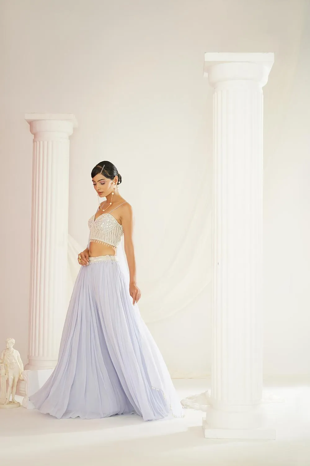 Powder Blue Embroidered Lehenga Set