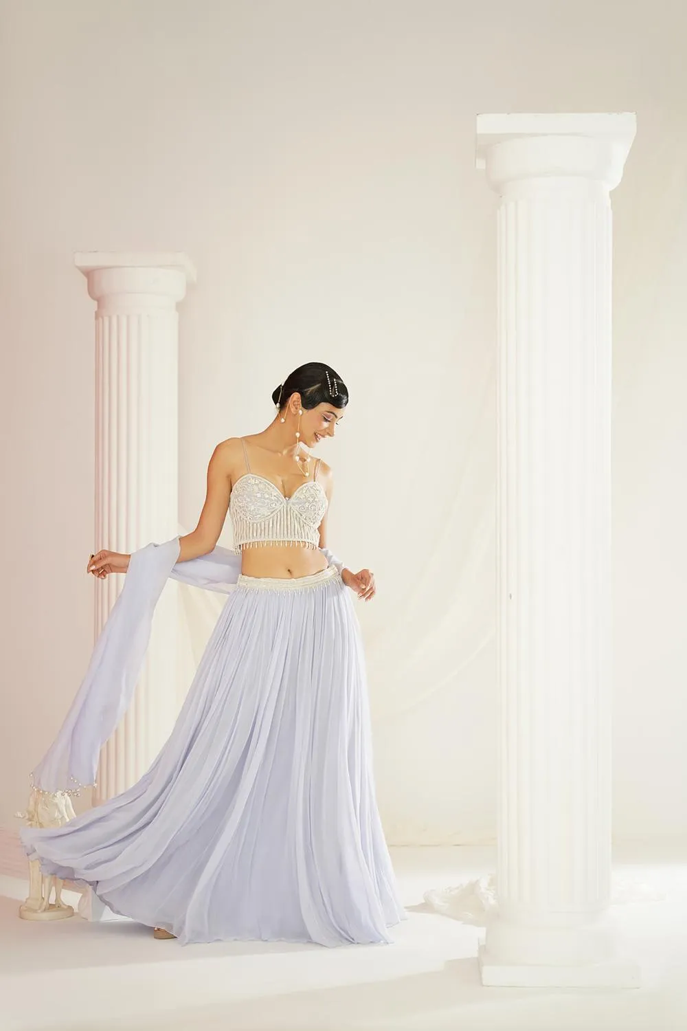 Powder Blue Embroidered Lehenga Set