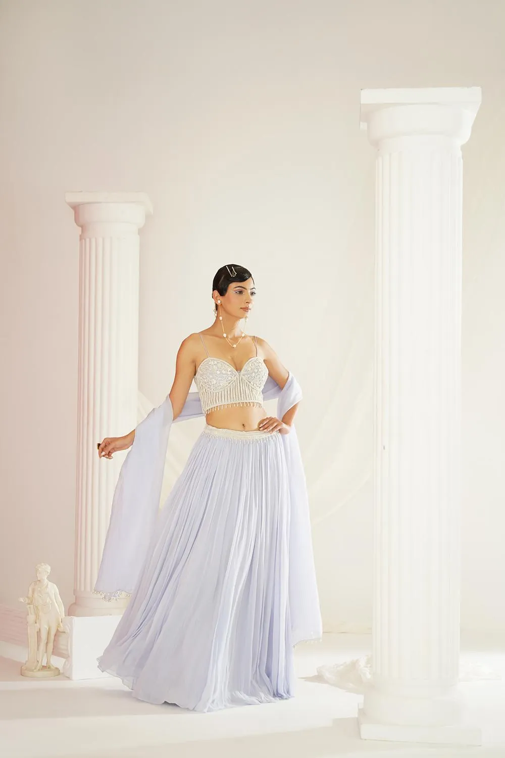 Powder Blue Embroidered Lehenga Set