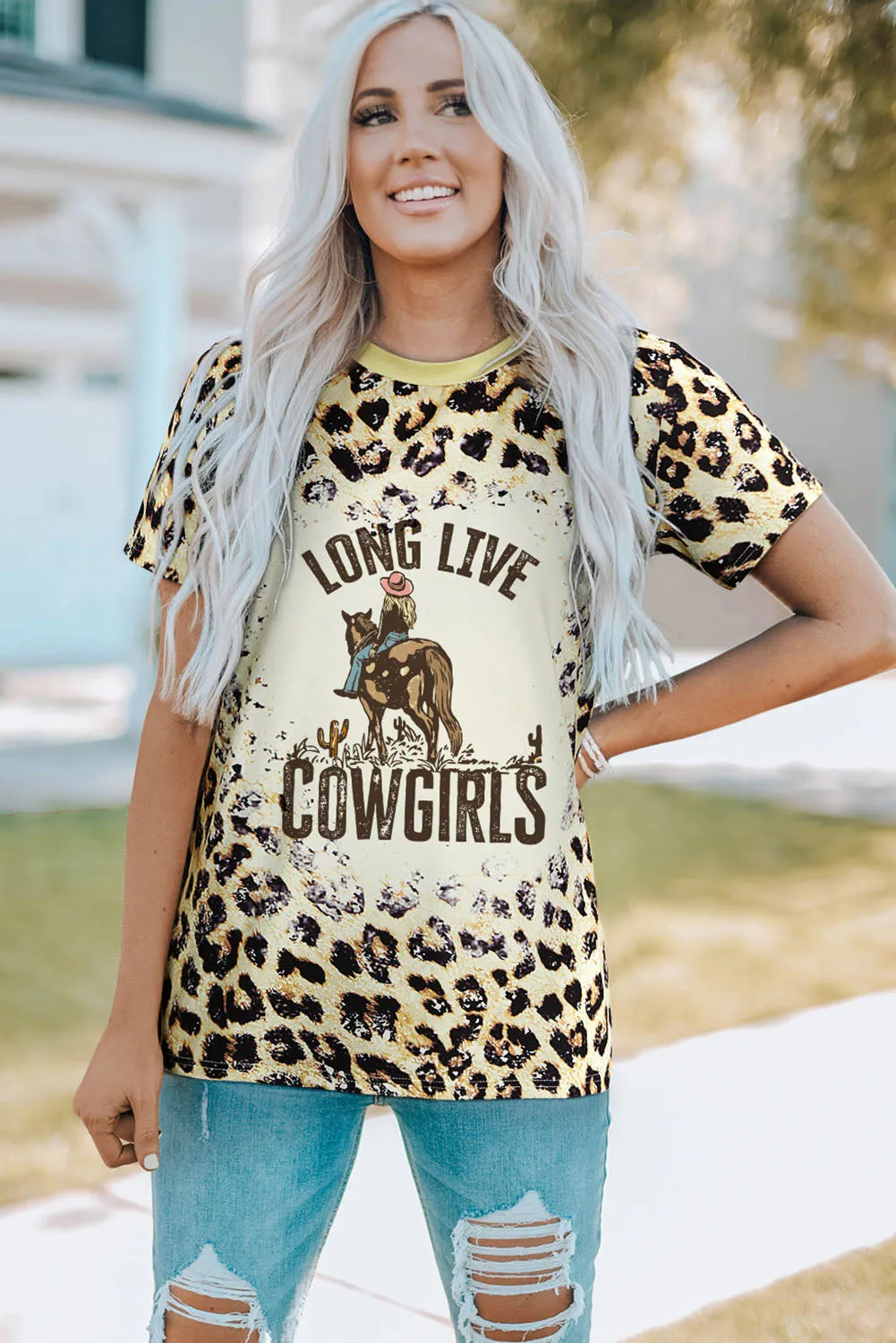 PRAY Print Bleached T-shirt