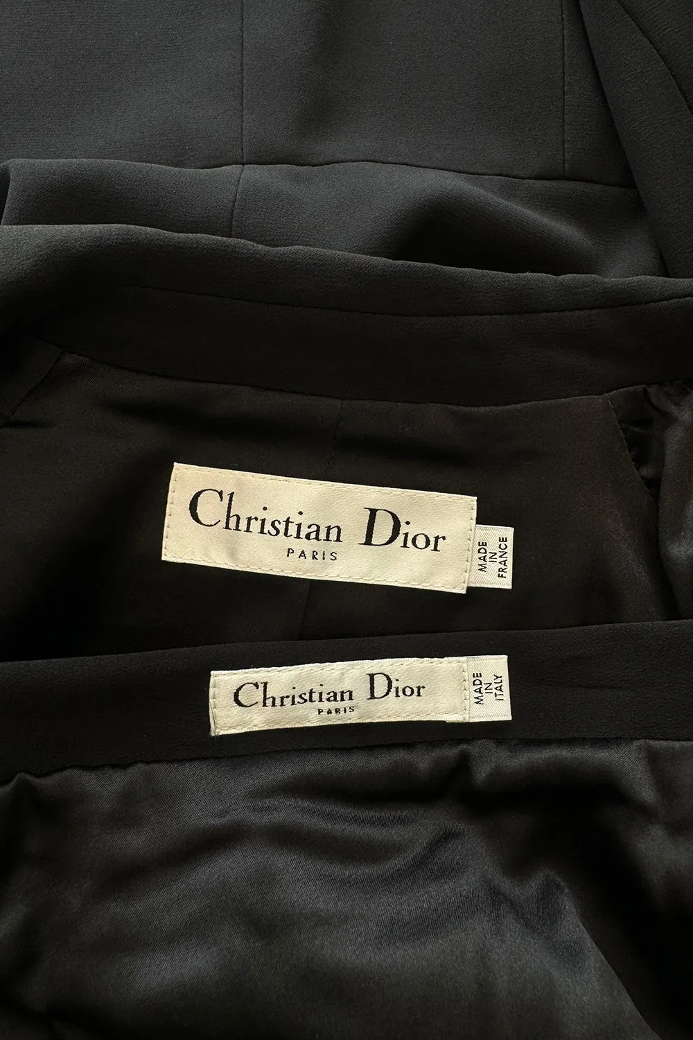 Pre-Fall 2011 Christian Dior by John Galliano Black Silk Suit w Back Flared Skirt & Gathered Detailed Jacket