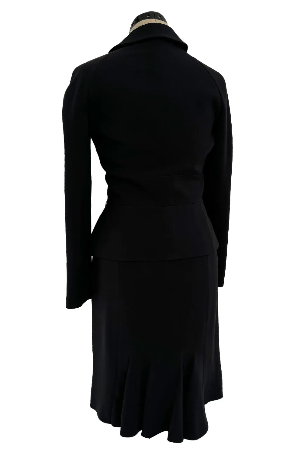 Pre-Fall 2011 Christian Dior by John Galliano Black Silk Suit w Back Flared Skirt & Gathered Detailed Jacket