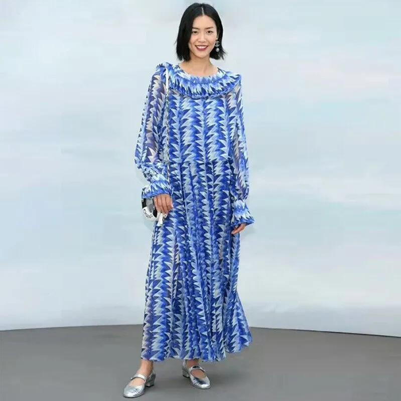 Print Top Suspender Skirt Elegant Cool Woman Suit